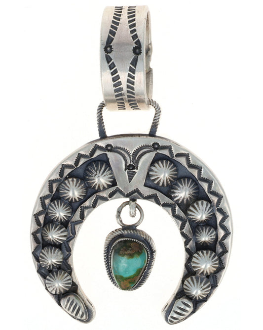 Sterling Silver Naja Pendant With Sonoran Gold Turquoise Dangle