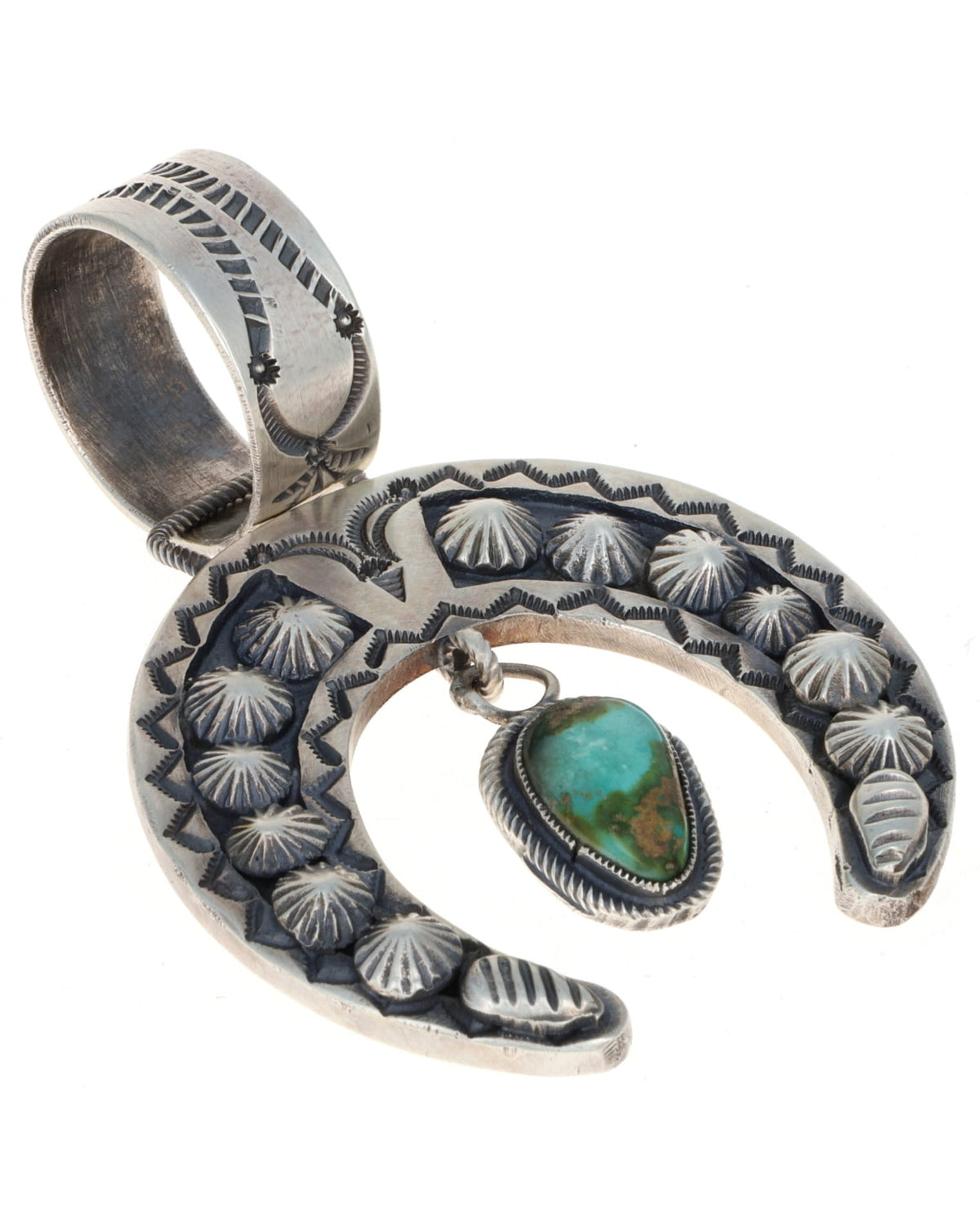 Sterling Silver Naja Pendant With Sonoran Gold Turquoise Dangle