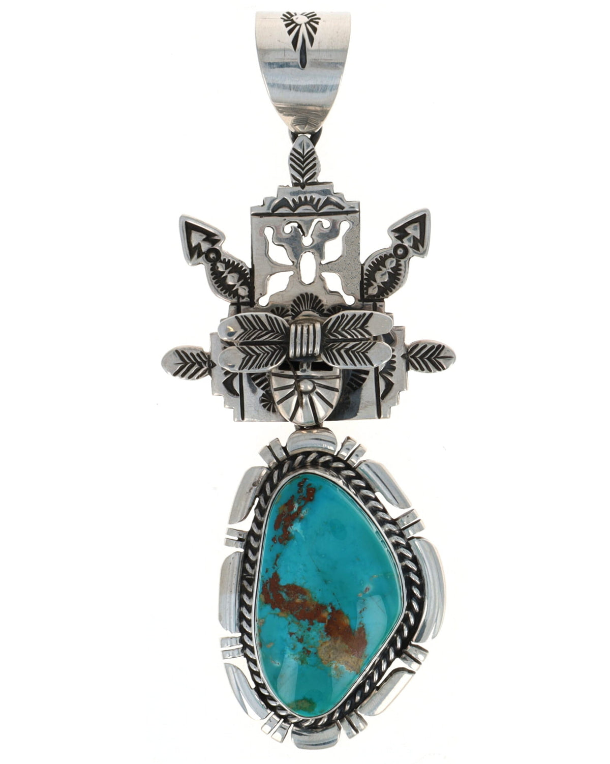Kachina Pendant With Natural Blue Gem Tuquoise