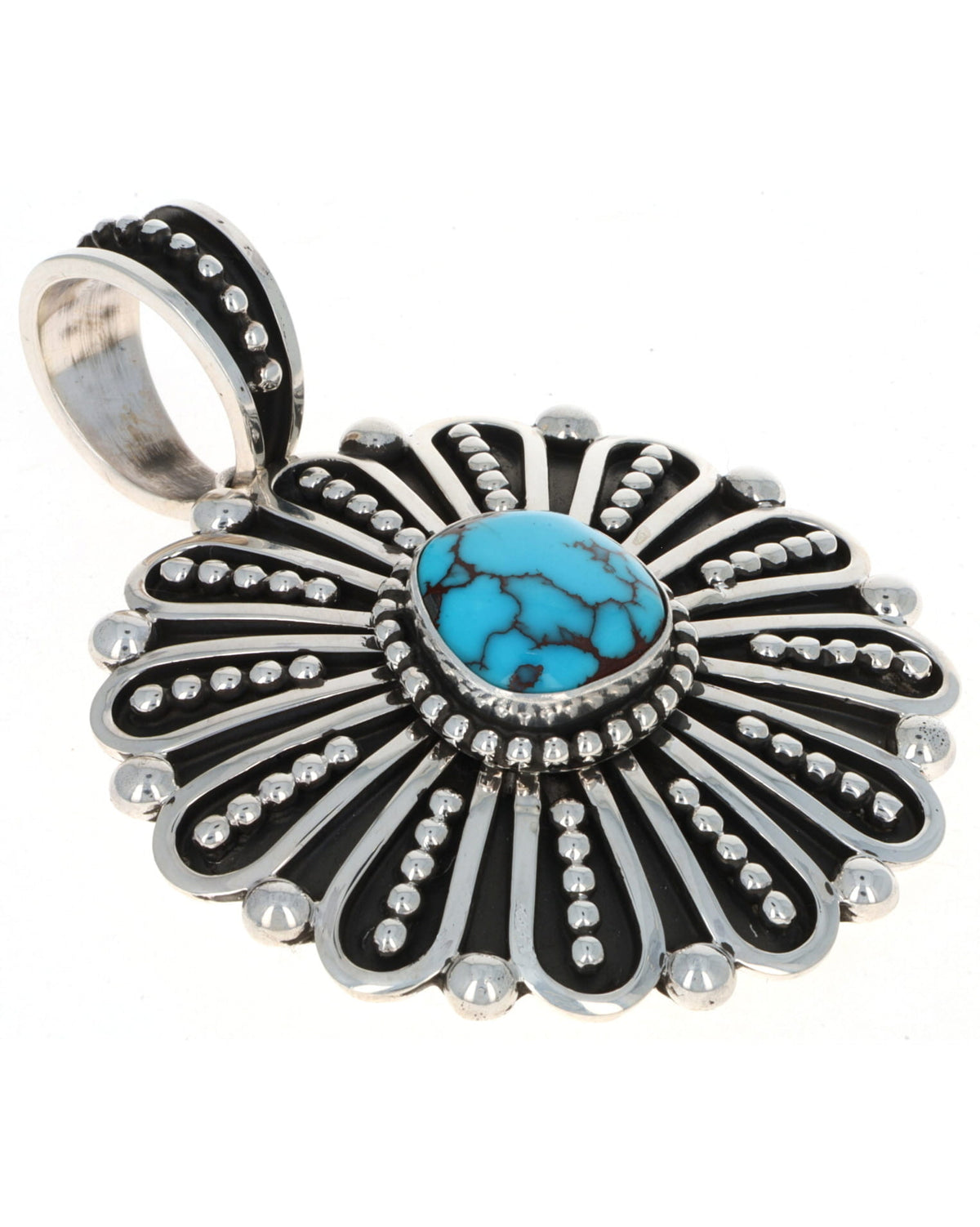 Natural Egyptian Turquoise Flower Pendant