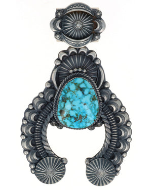 Natural Kingman Water Web Turquoise Naja Pendant