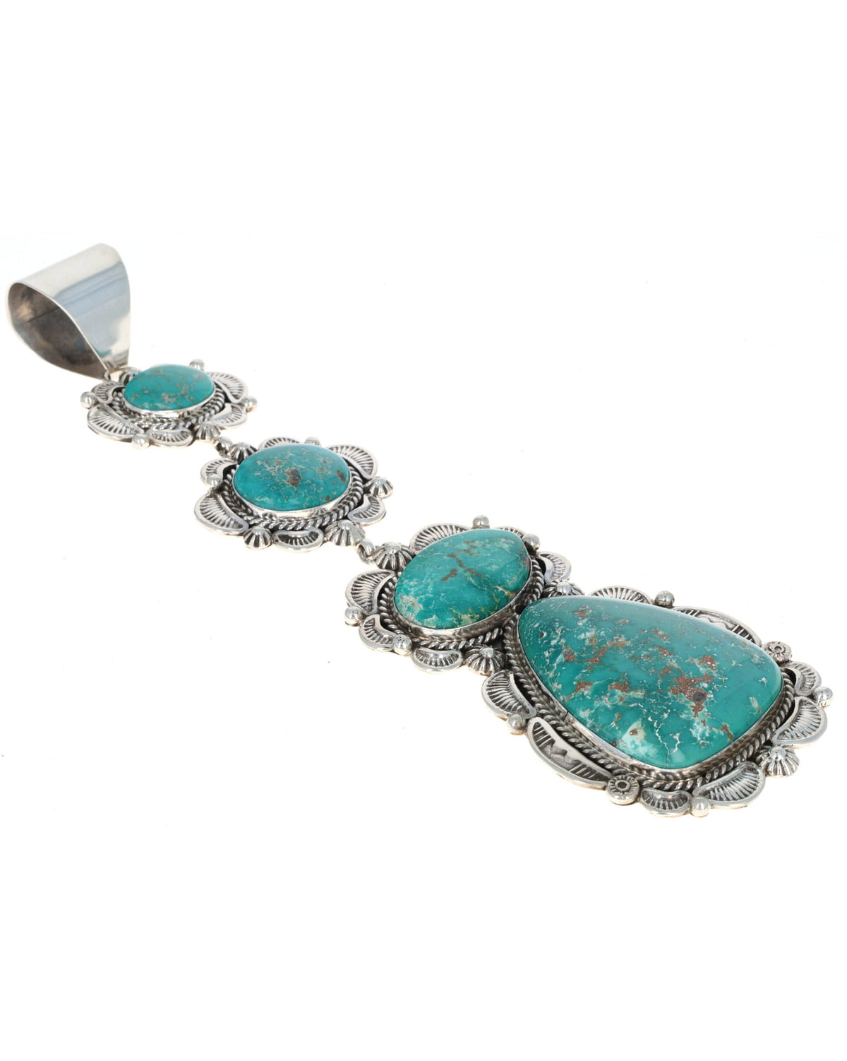 High Grade Natural Fox Turquoise 4-Stone Pendant
