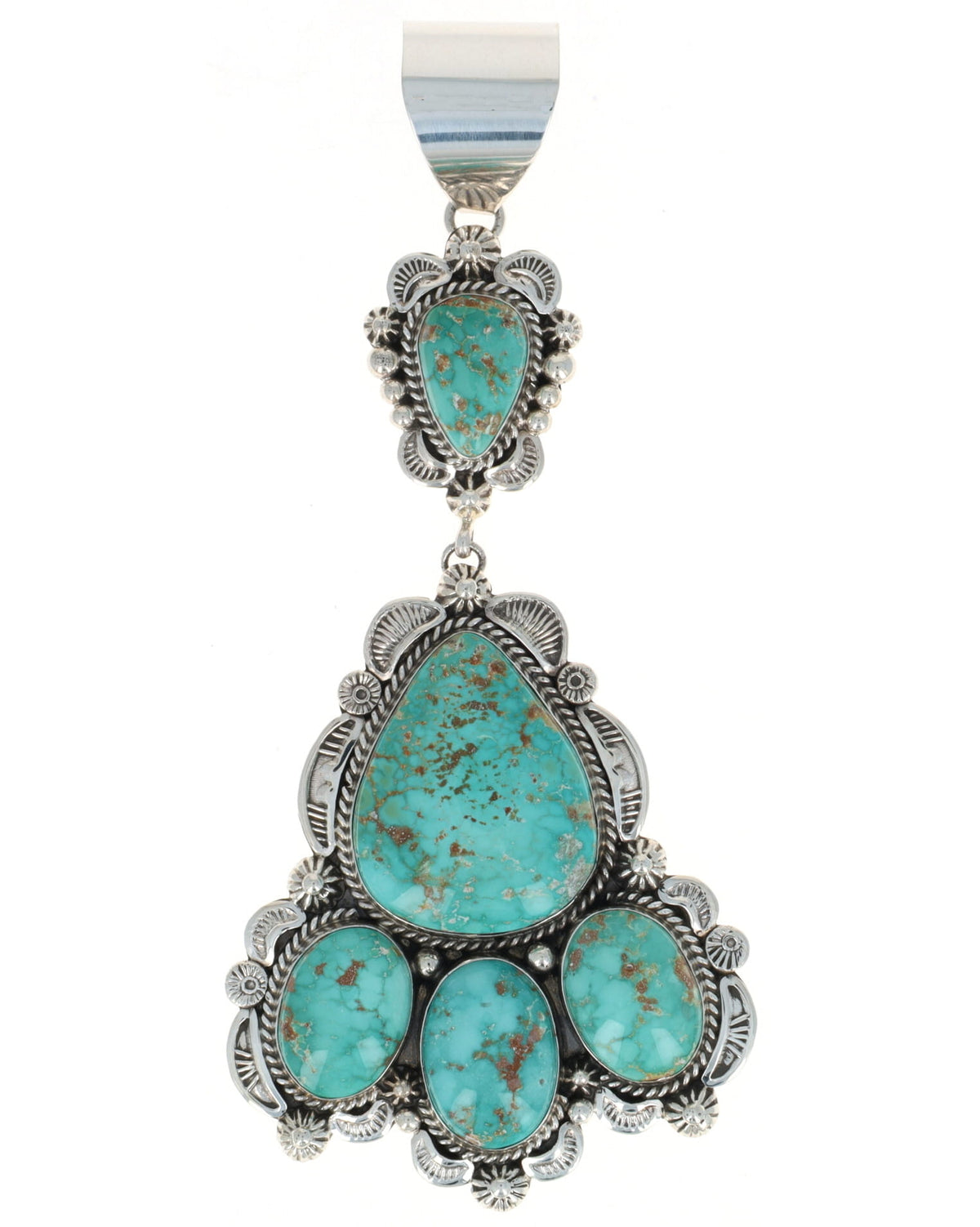 High Grade Natural Fox Turquoise 5-Stone Pendant