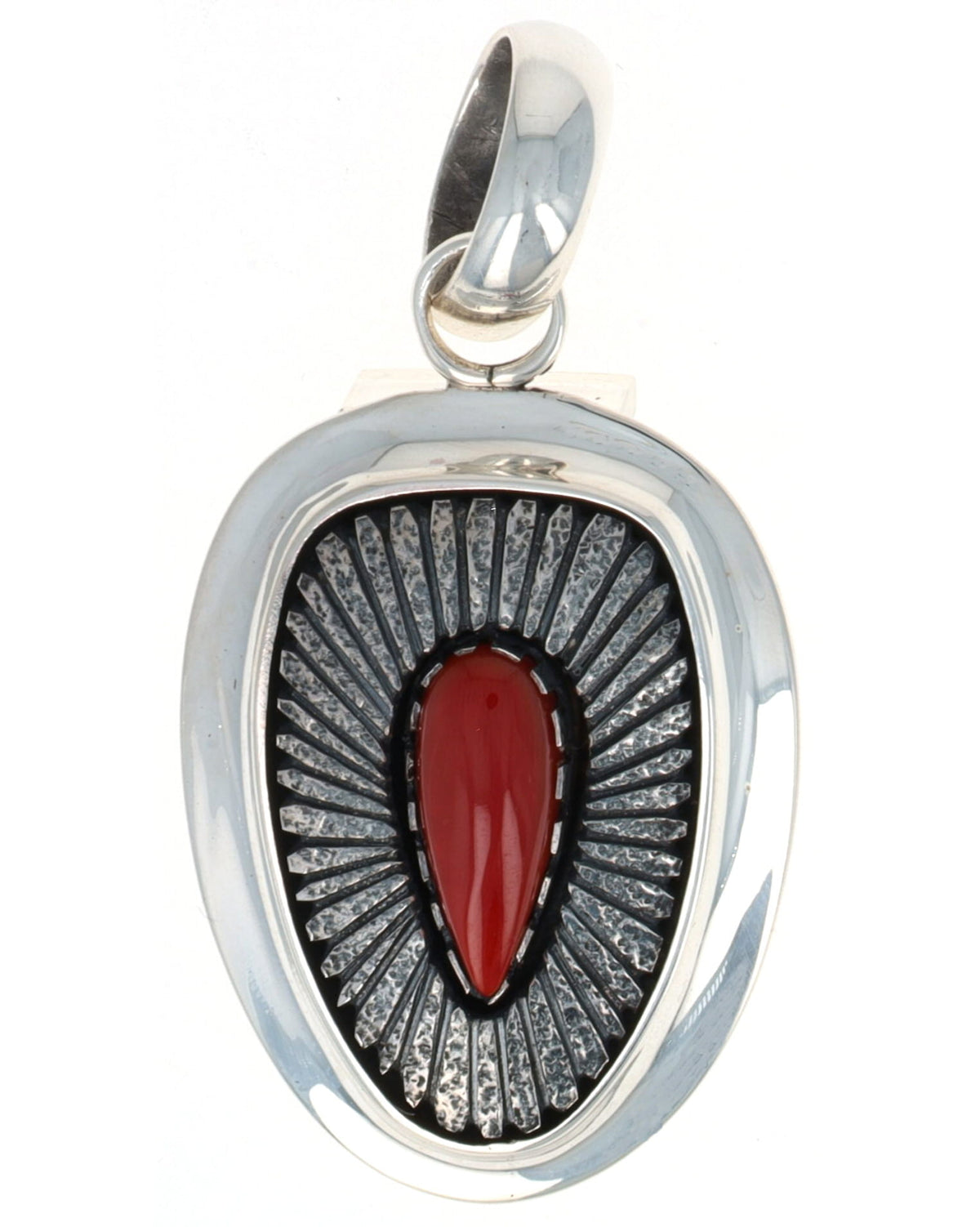 High Grade Natural Mediterranean Coral Shadowbox Pendant.