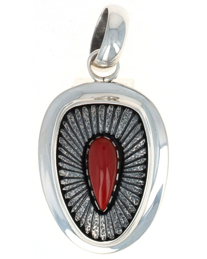 High Grade Natural Mediterranean Coral Shadowbox Pendant.