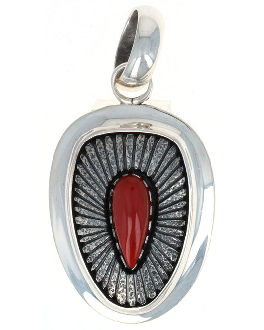 High Grade Natural Mediterranean Coral Shadowbox Pendant.