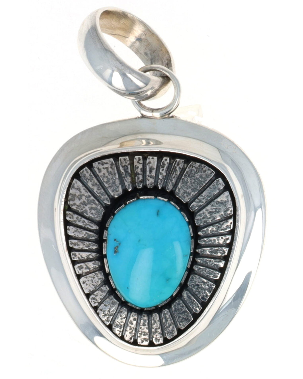 Natural Blue Gem Turquoise Shadowbox Pendant