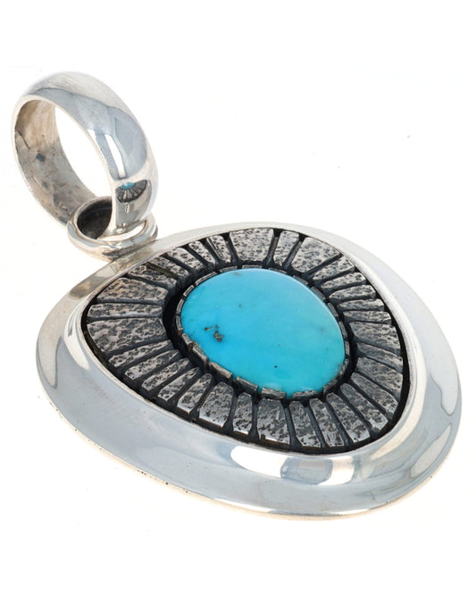 Natural Blue Gem Turquoise Shadowbox Pendant