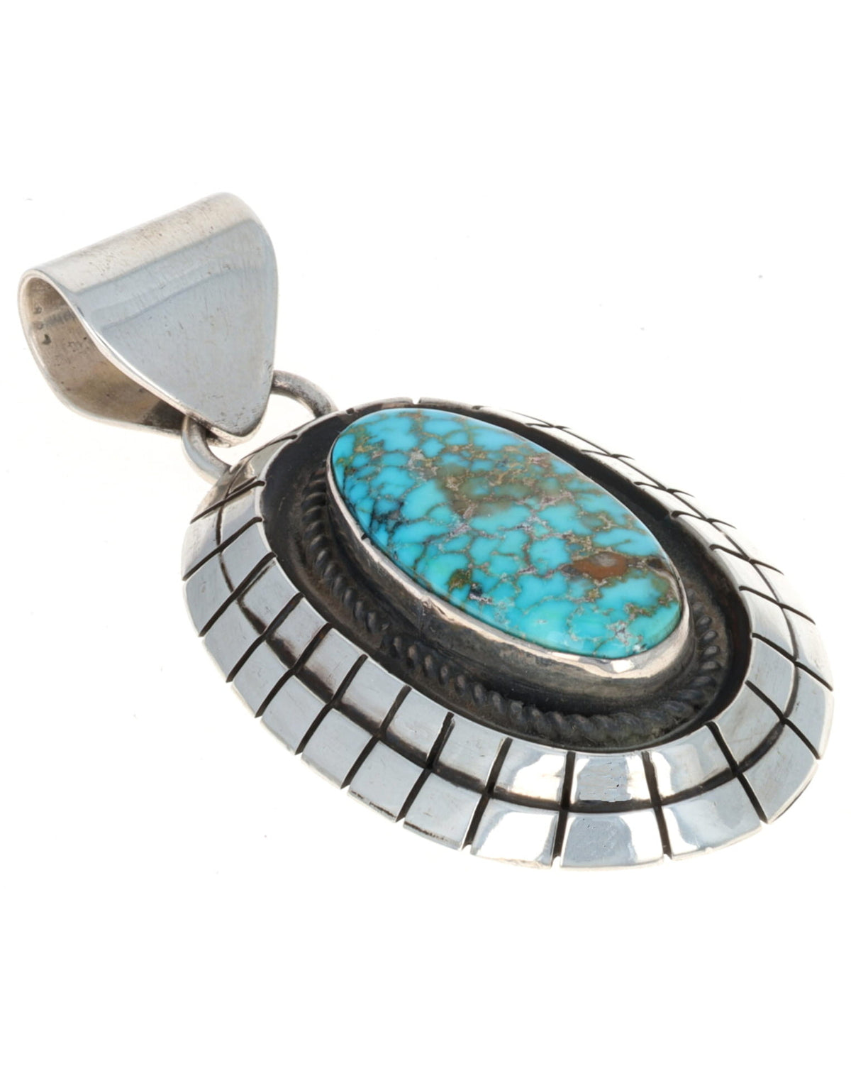 Natural Birdseye Kingman Turquoise Shadowbox Pendant