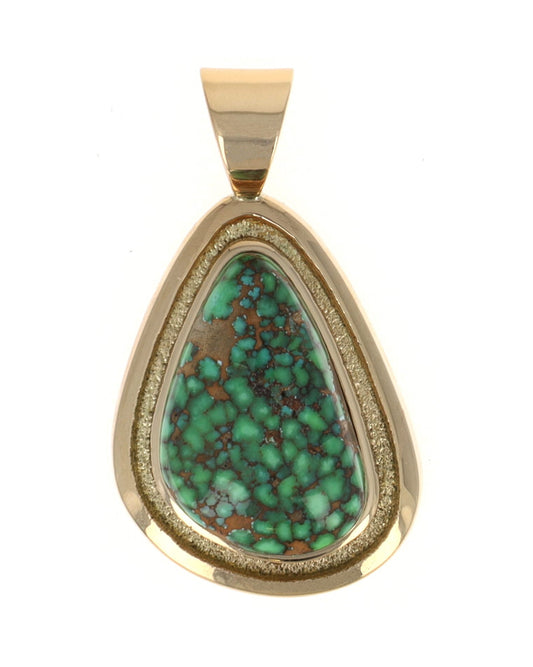 18K Gold High Grade Natural Carico Lake Turquoise Pendant