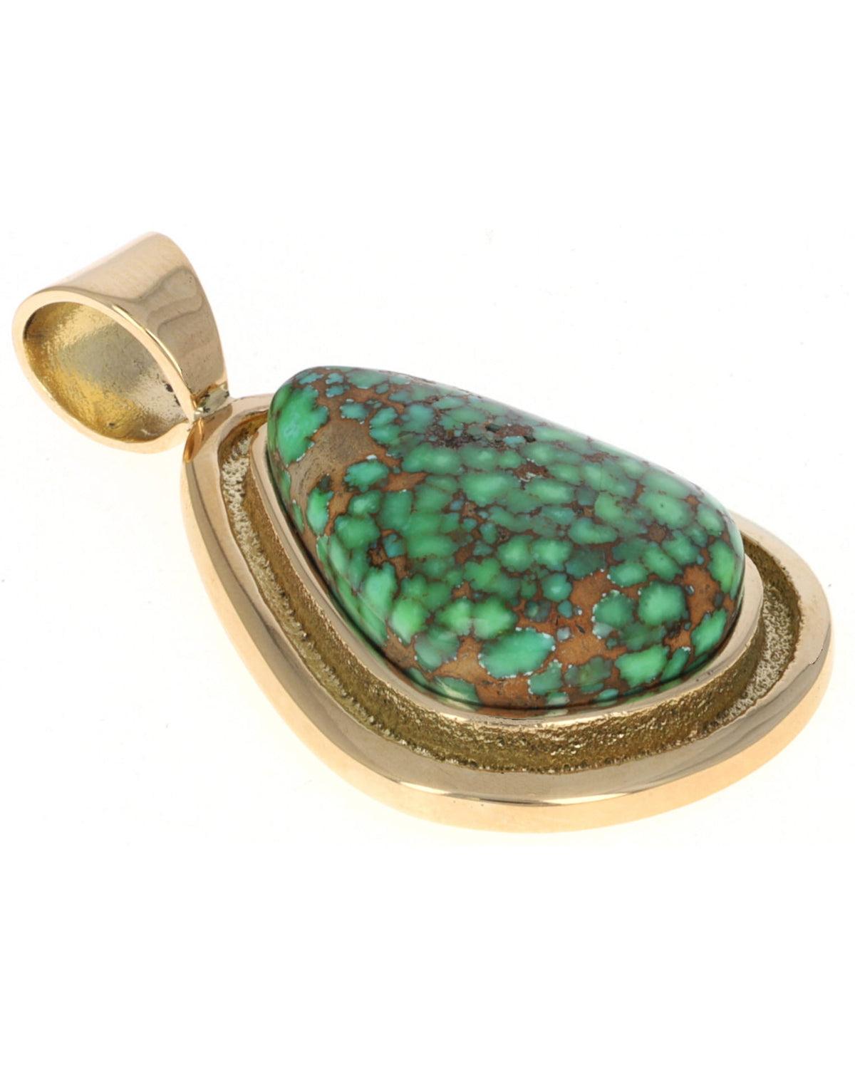 18K Gold High Grade Natural Carico Lake Turquoise Pendant