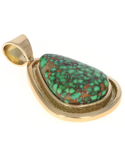 18K Gold High Grade Natural Carico Lake Turquoise Pendant