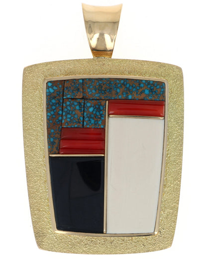 18K Gold Reversible Multi-Stone Pendant