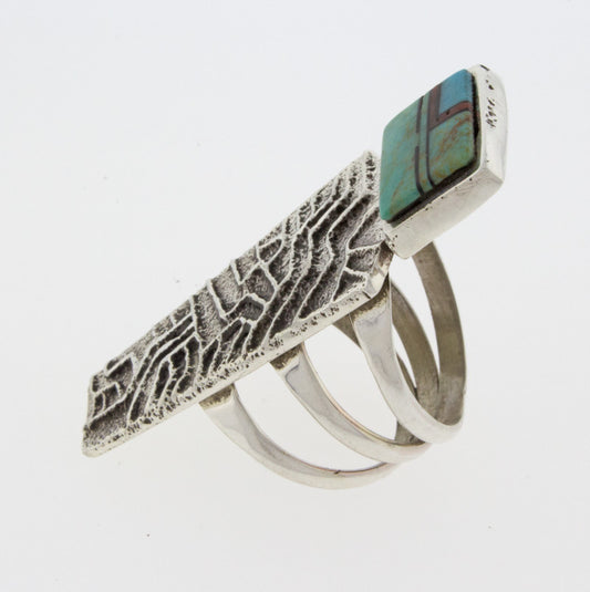 Bague en argent sterling avec inlay de pierres multiples