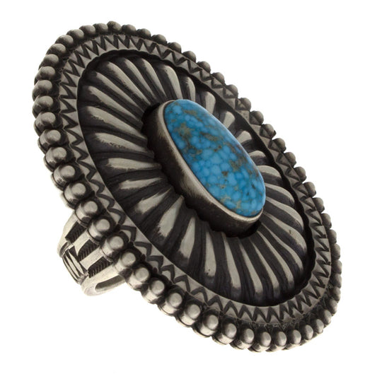 Natural Birdseye Kingman Turquoise Statement Ring