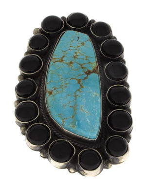Anello Dichiarativo in Turchese Navajo #8 con Contorno in Onice Nero