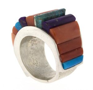 Tufa Cast Ring With Multi-Stone Height Inlay