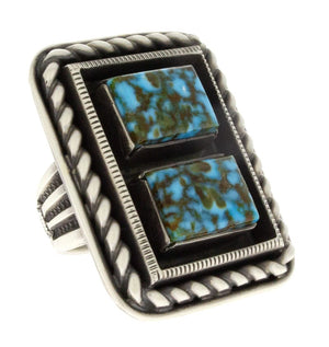 Bague d'énoncé Shadowbox à 2 pierres en turquoise Timberline Naturel