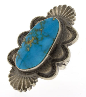 Natural Blue Gem Turquoise Sandcast Statement Ring