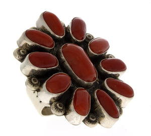Hochwertiger natürlicher mediterraner Korallencluster-Ring