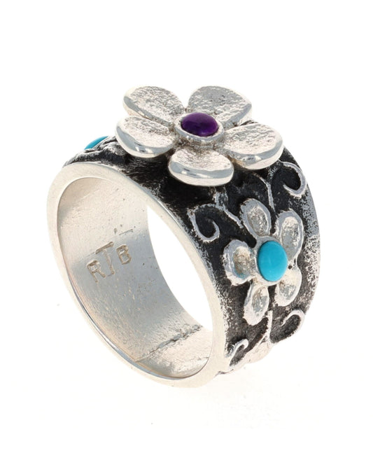 トゥファ鋳造 三つ花の指輪