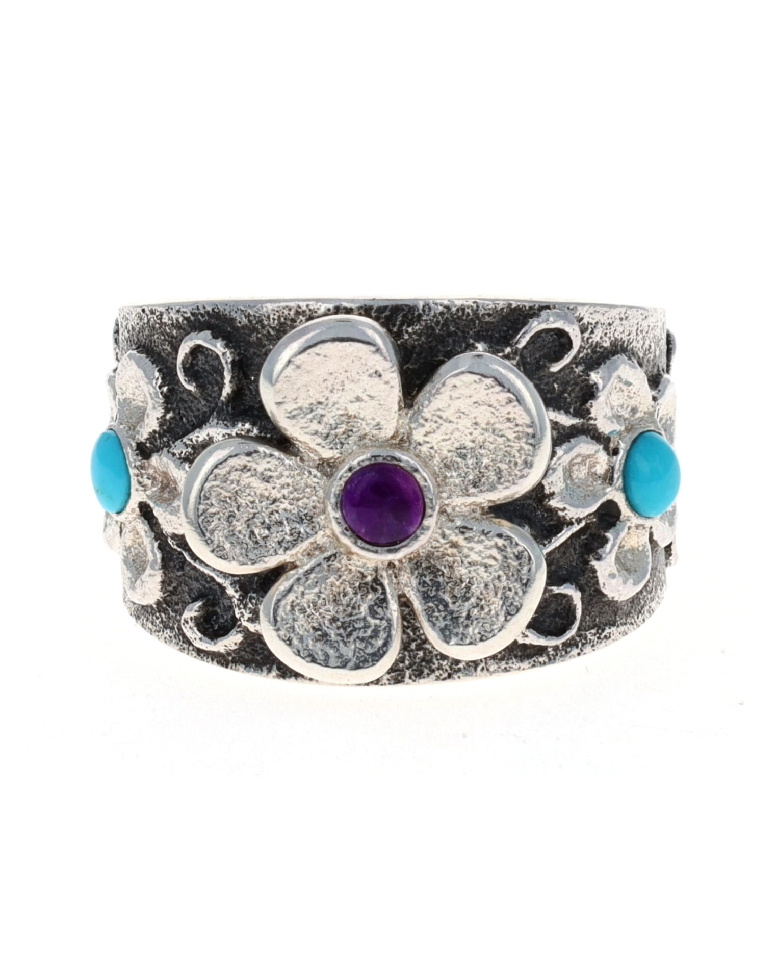 Tufa Cast Three Flower Ring $825 R#1839 SilverTQ