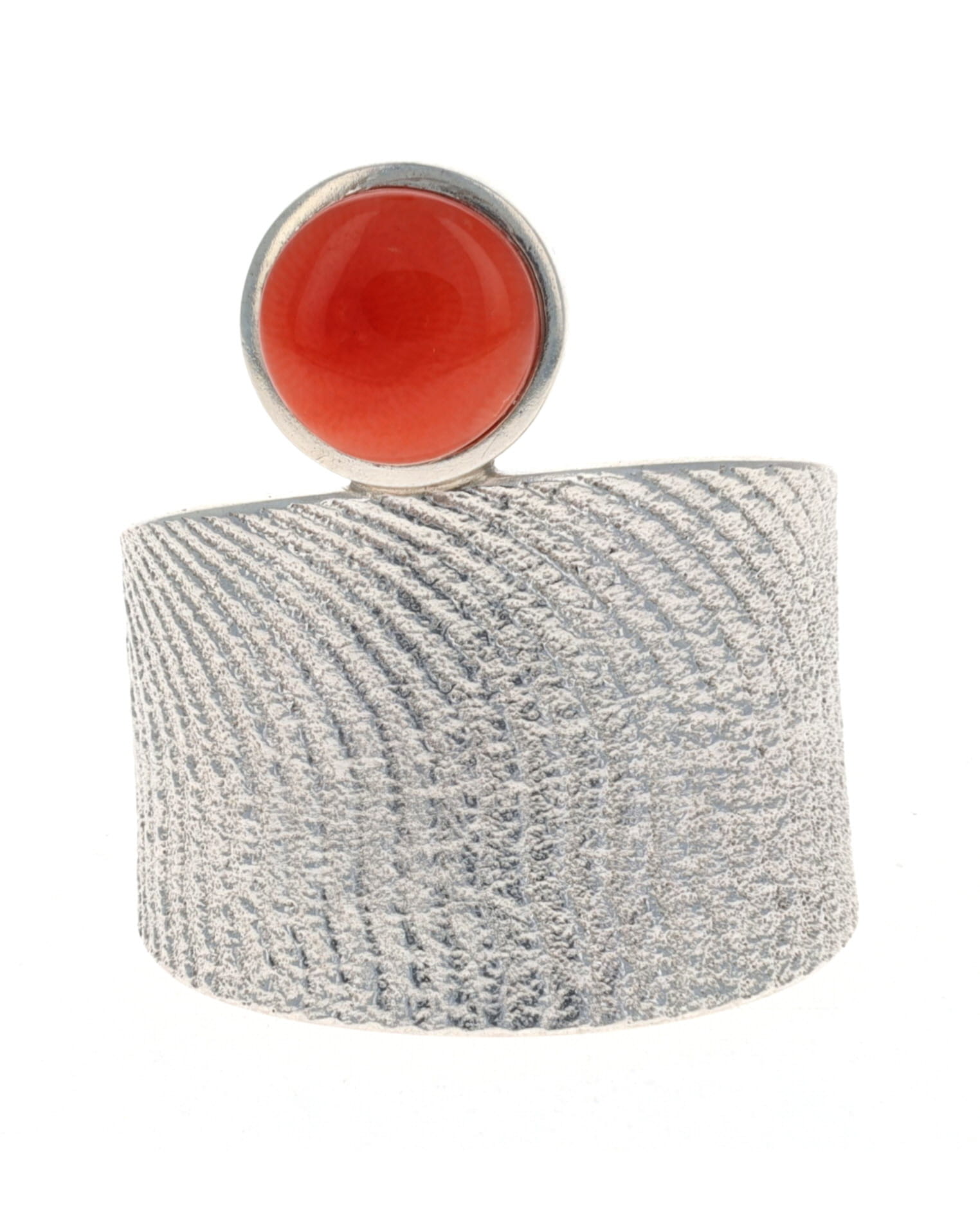 Tintenfisch-Tufa-Gussring mit natürlichem Lachs-Korallenstein