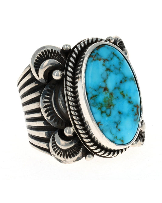 Natural Kingman Water Web Turquoise Ring