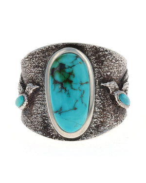 Tufa-Gussring mit hochwertigem natürlichem blauem Edelstein Türkis