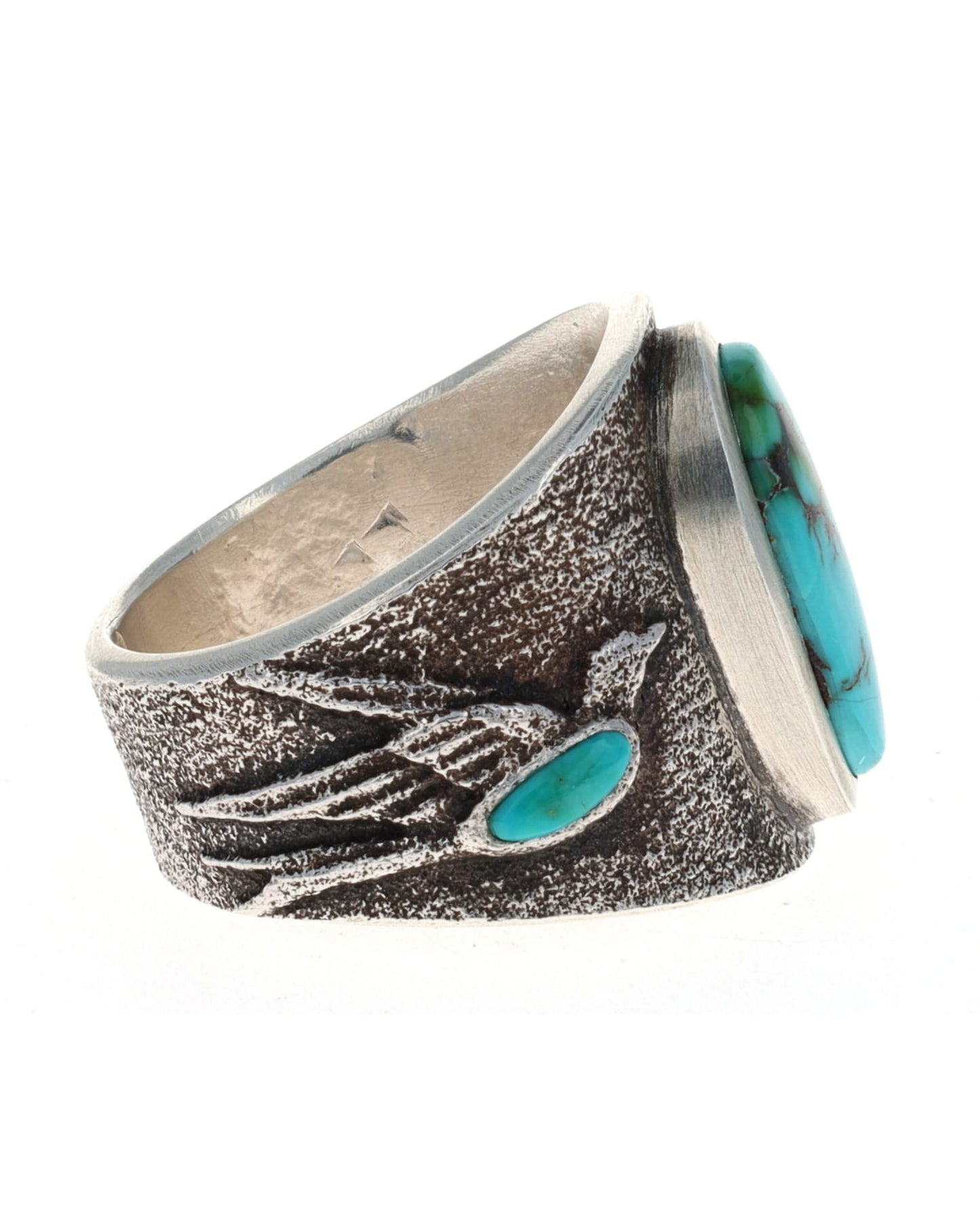Tufa Cast Ring With High Grade Natural Blue Gem Turquoise
