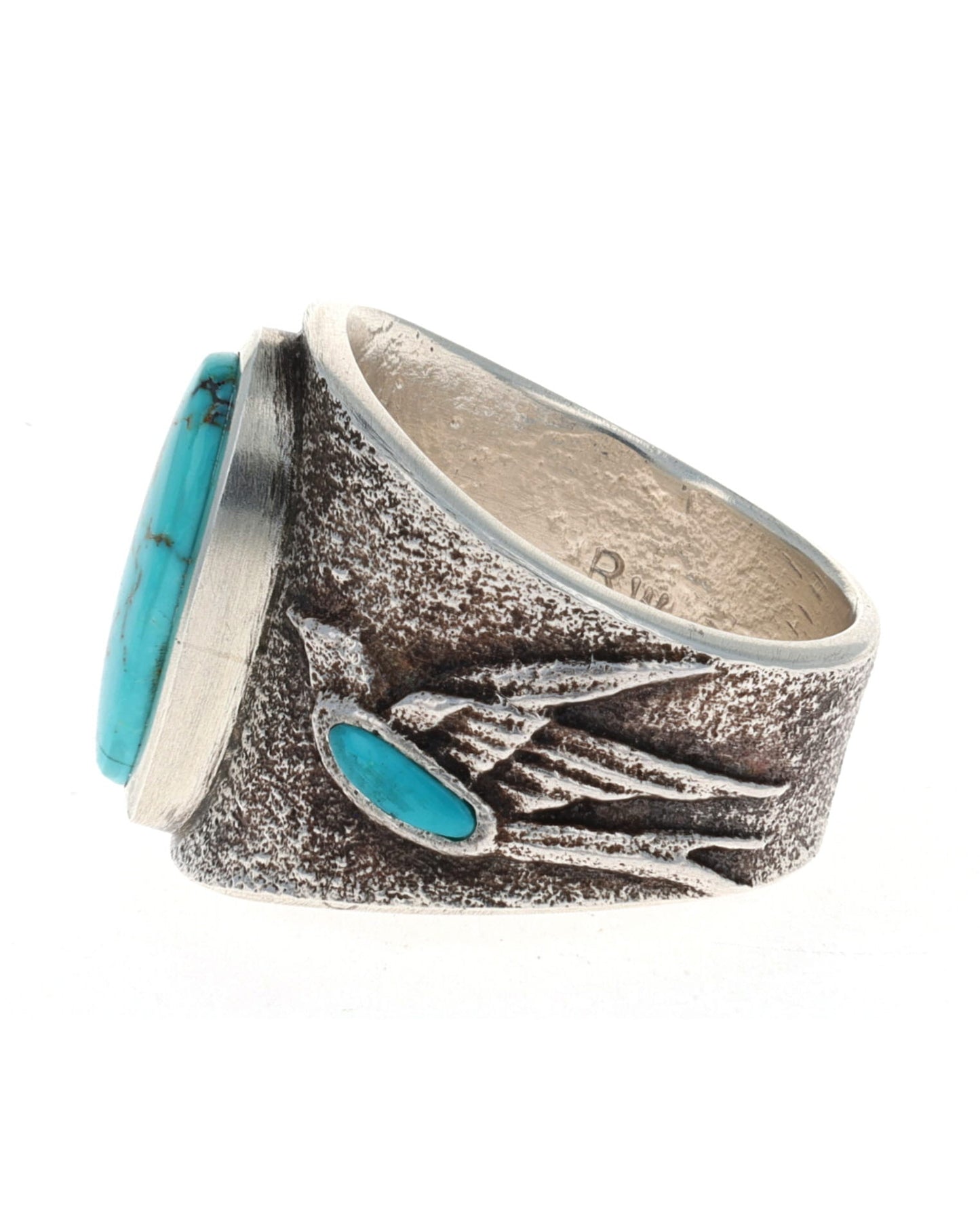 Tufa Cast Ring With High Grade Natural Blue Gem Turquoise