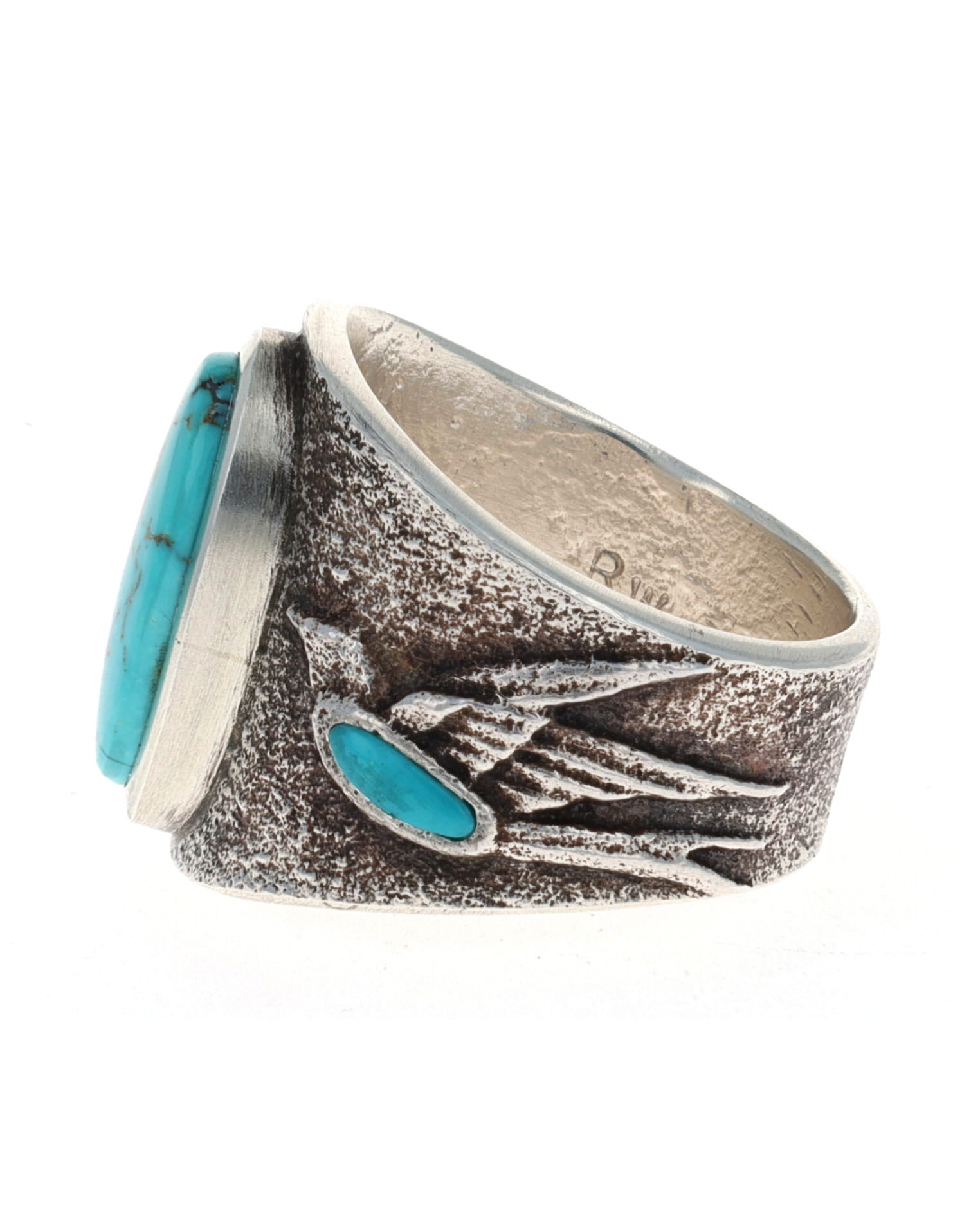Tufa Cast Ring With High Grade Natural Blue Gem Turquoise