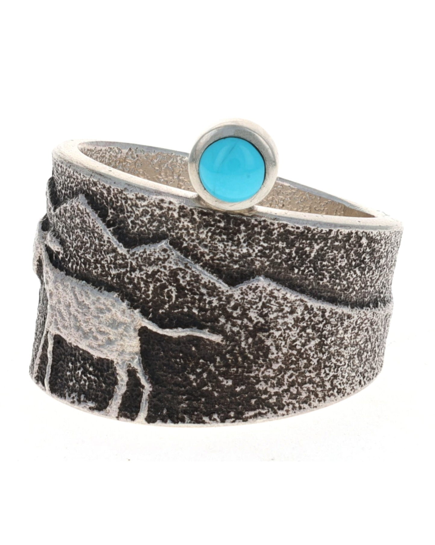 Anello con scena di agnello in fusione di tufa con turchese naturale Sleeping Beauty