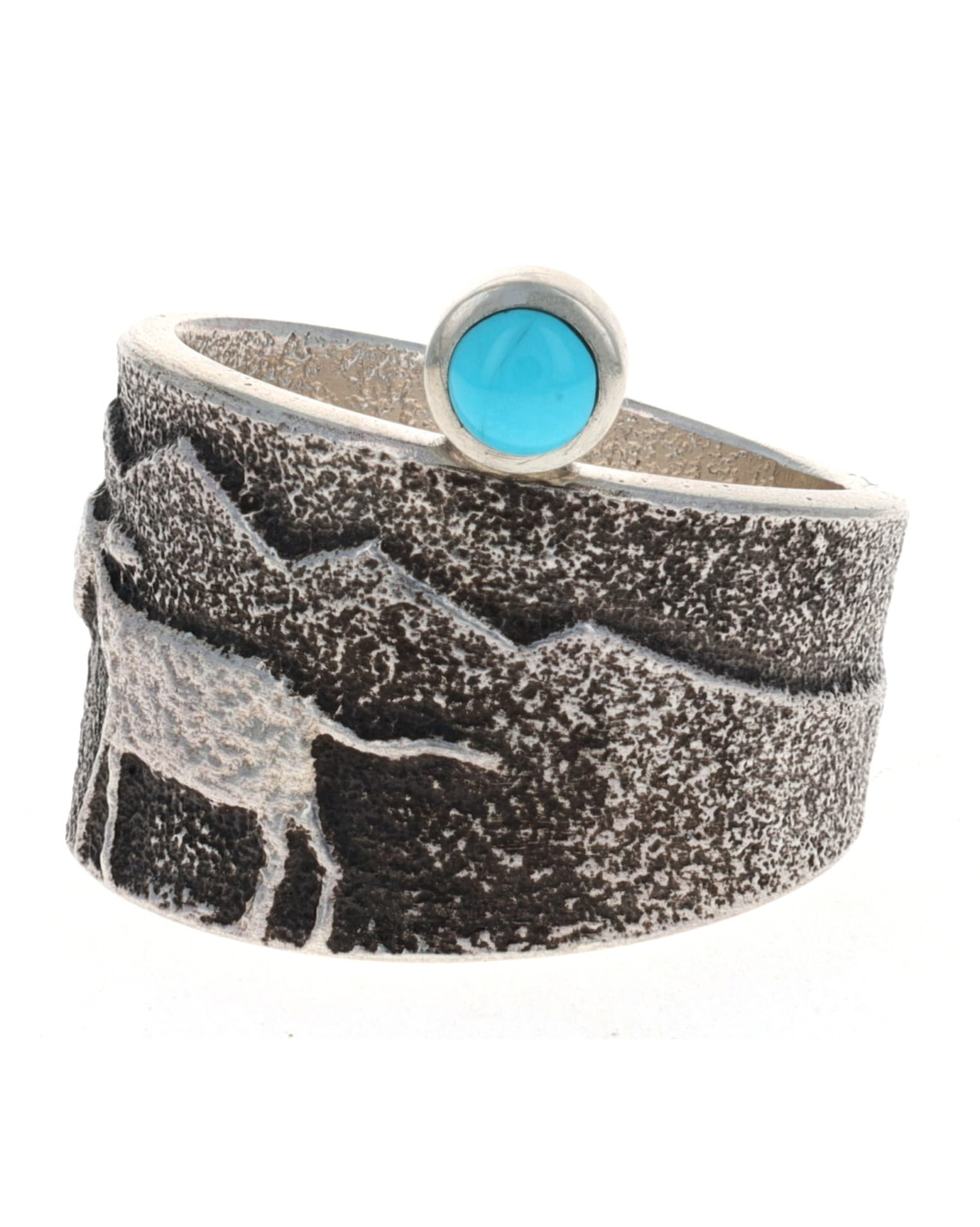 Anello con scena di agnello in fusione di tufa con turchese naturale Sleeping Beauty