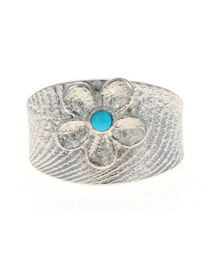 Natural Sleeping Beauty Turquoise Flower Ring