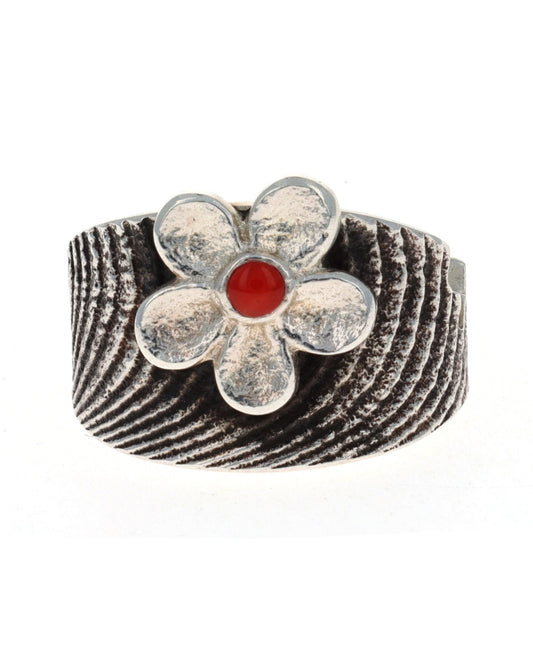Natural Mediterranean Coral Flower Ring