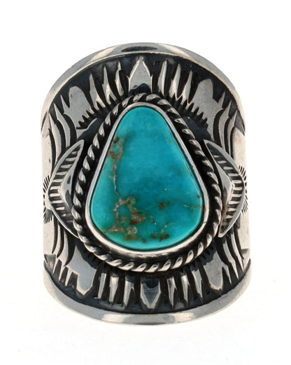 Bague en turquoise gemme bleue naturelle