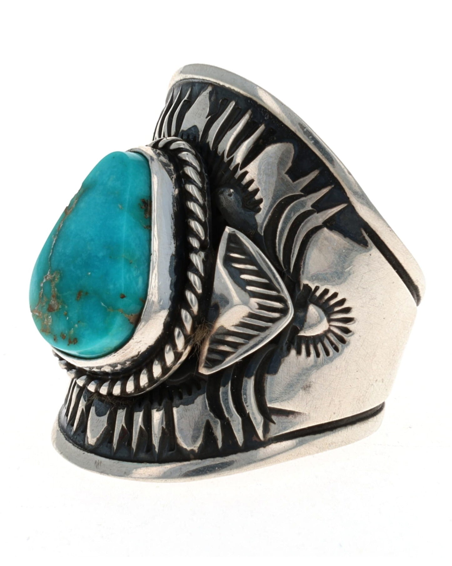 Bague en turquoise gemme bleue naturelle