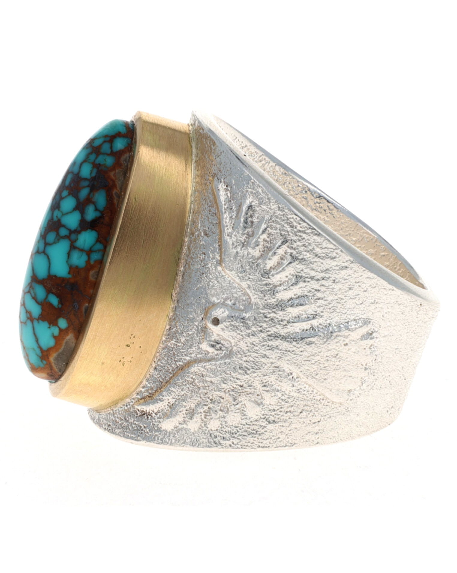 Thunderbird Ring With High Grade Natural Royston Turquoise