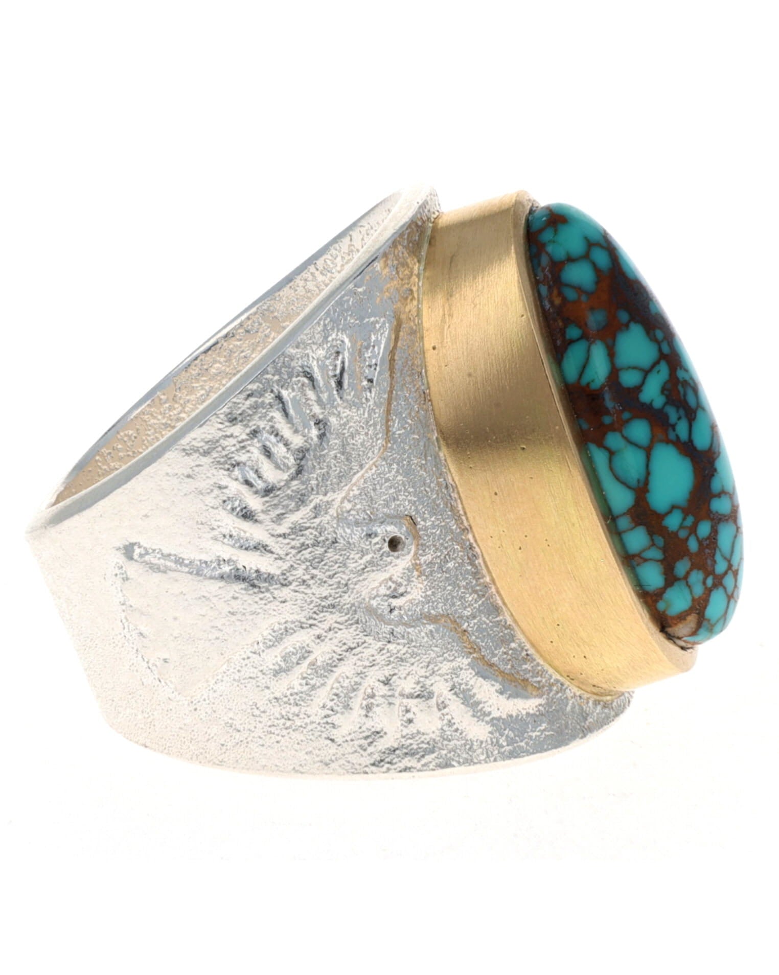Thunderbird Ring With High Grade Natural Royston Turquoise