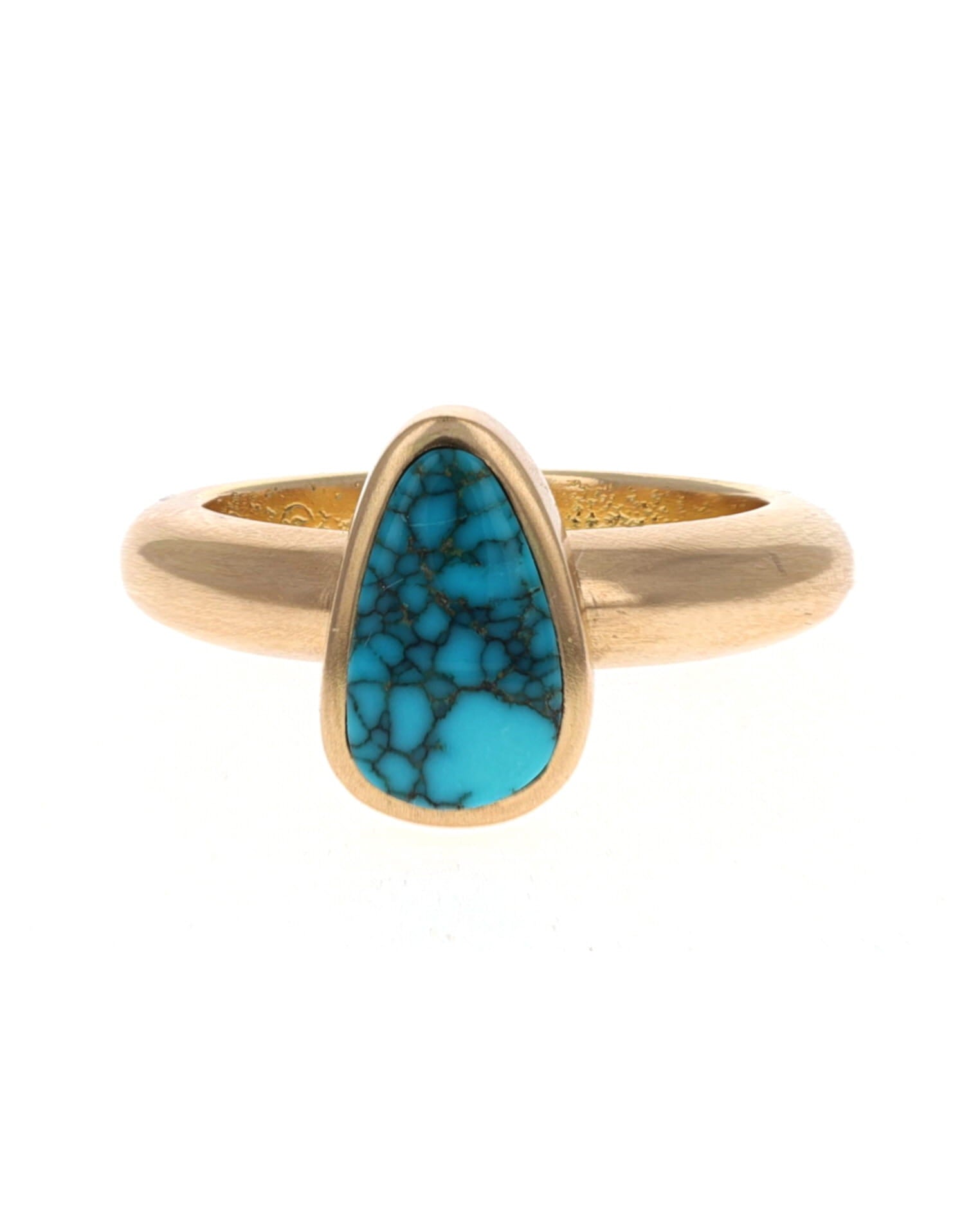 18K Gold Ring With High Grade Natural Lone Mountain Turquoise