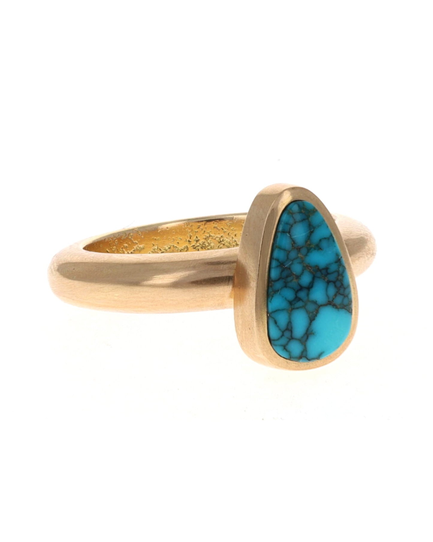 18K Gold Ring With High Grade Natural Lone Mountain Turquoise
