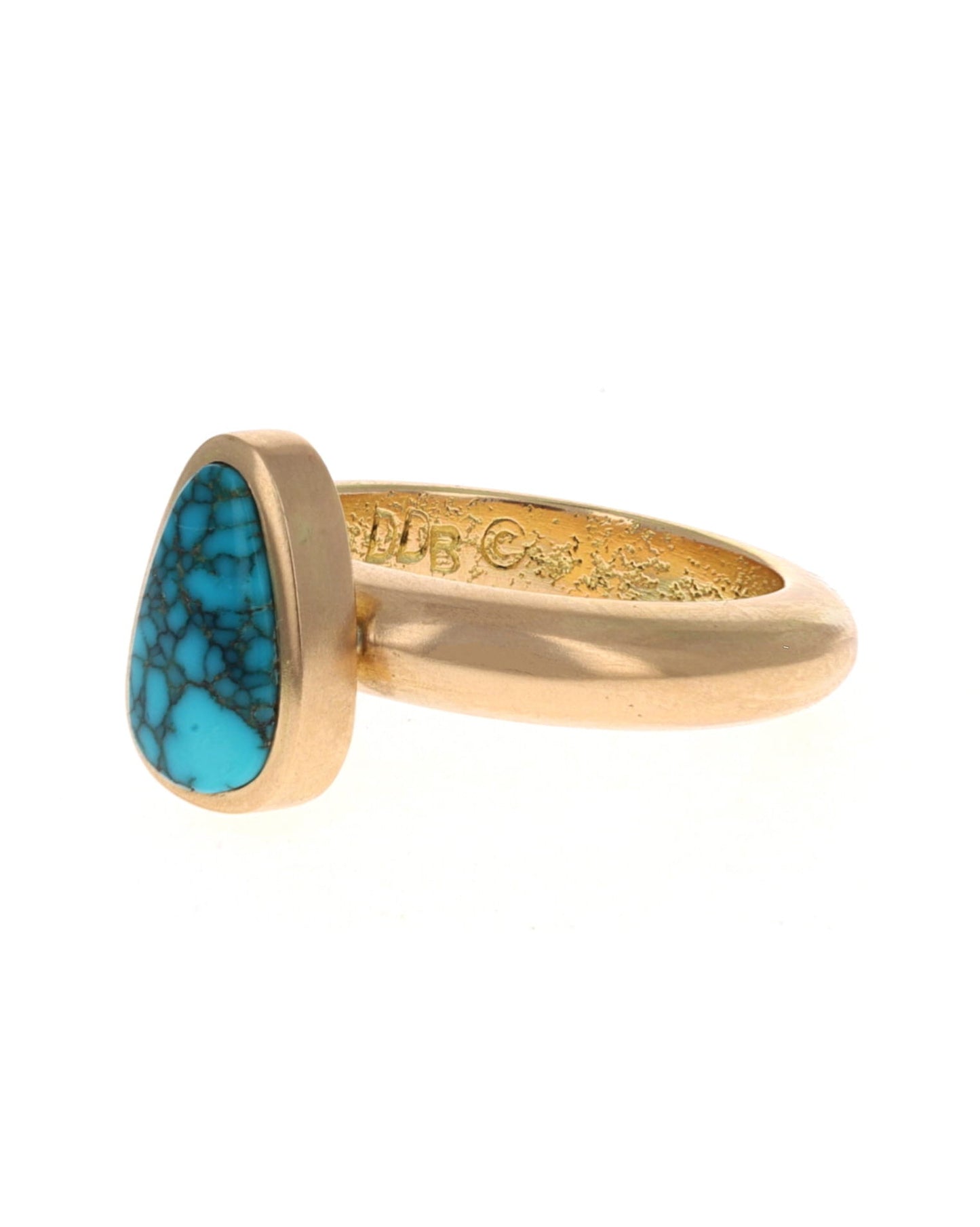 18K Gold Ring With High Grade Natural Lone Mountain Turquoise