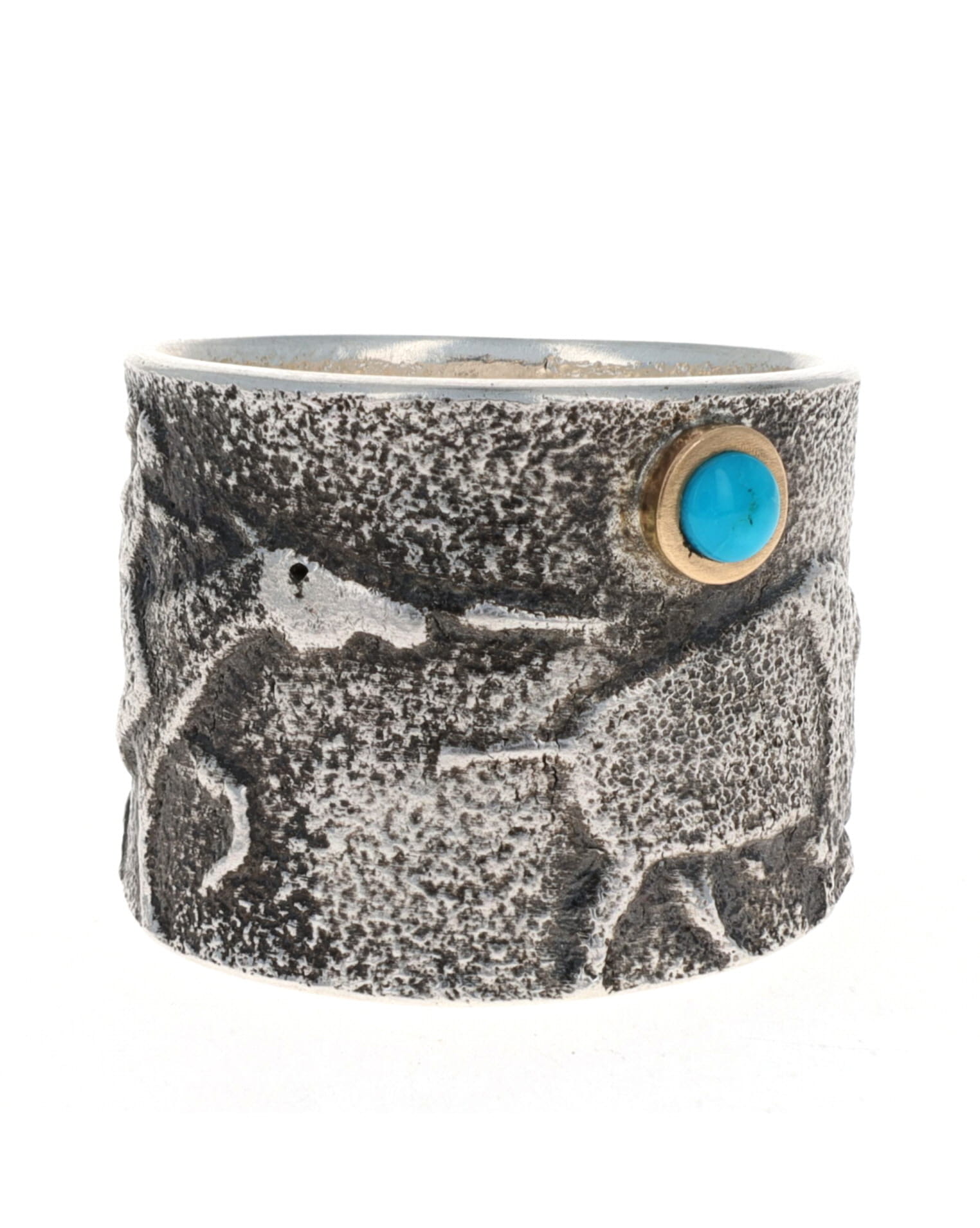 Anello in fusione di tufo "Caccia al bufalo"