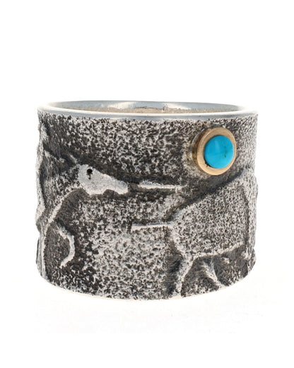 Anello in fusione di tufo "Caccia al bufalo"