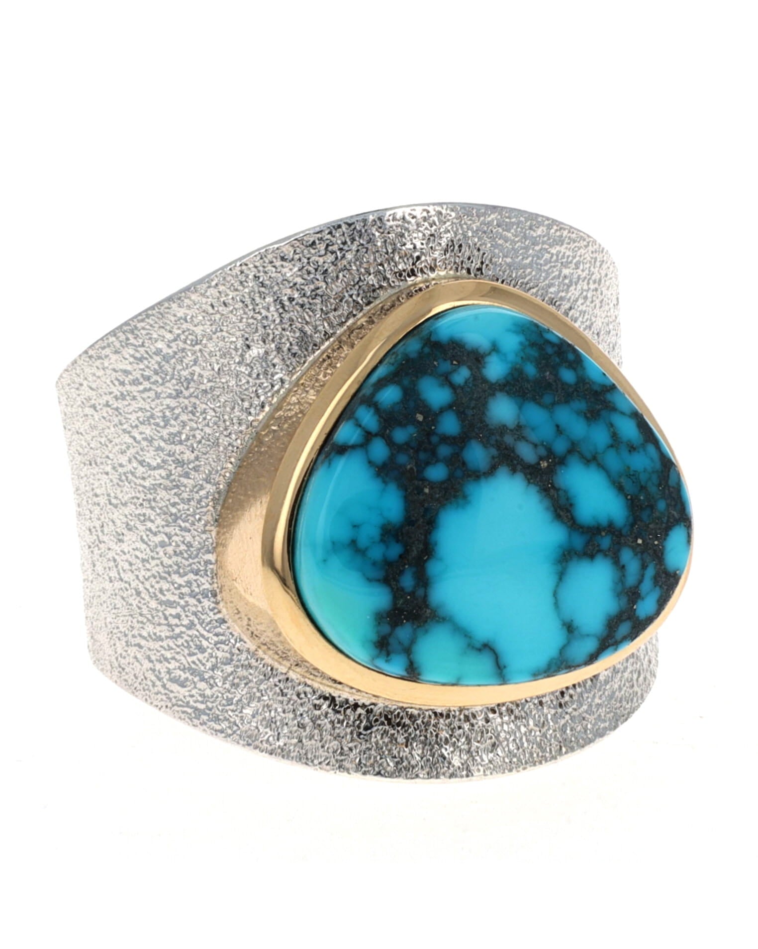 ハンドメイドのターコイズリング　インディアンジュエリー風　bisbee WHEEL WORKS ホイールワークス Smoky Bisbee Turquoise Ring