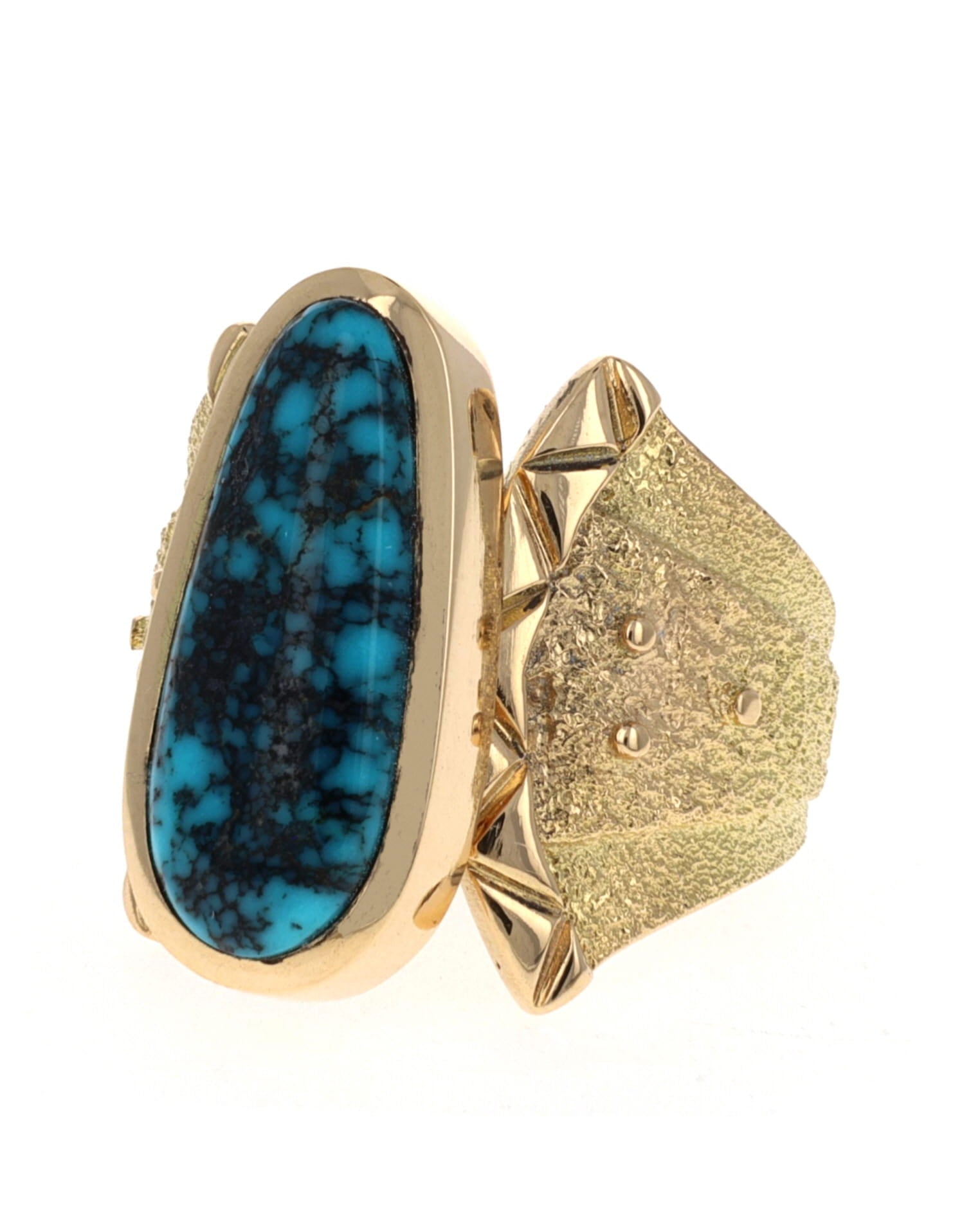 18K Goldring mit hochwertigem natürlichem Lone Mountain Türkis