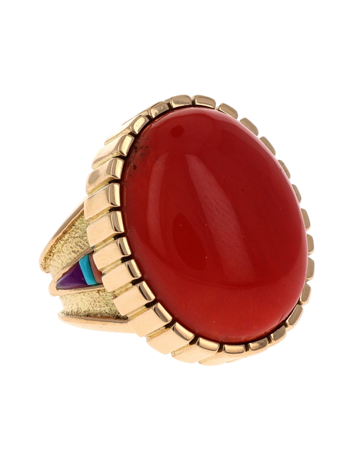 18K Gold Statement Ring mit hochwertigem mediterranem Korallenstein