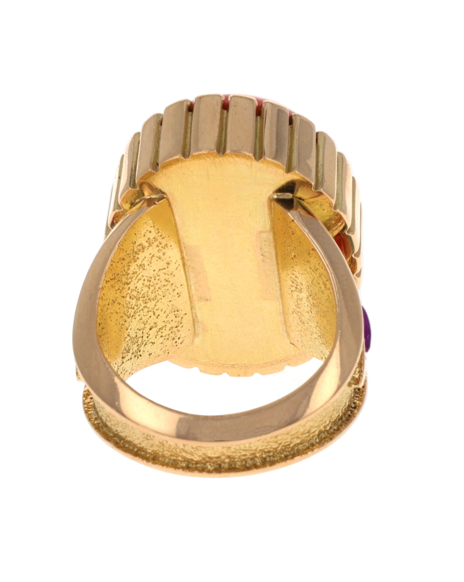 18K Gold Statement Ring mit hochwertigem mediterranem Korallenstein