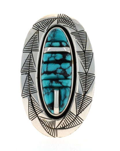 High Grade Natural Cloud Mountain Turquoise Shadowbox Ring